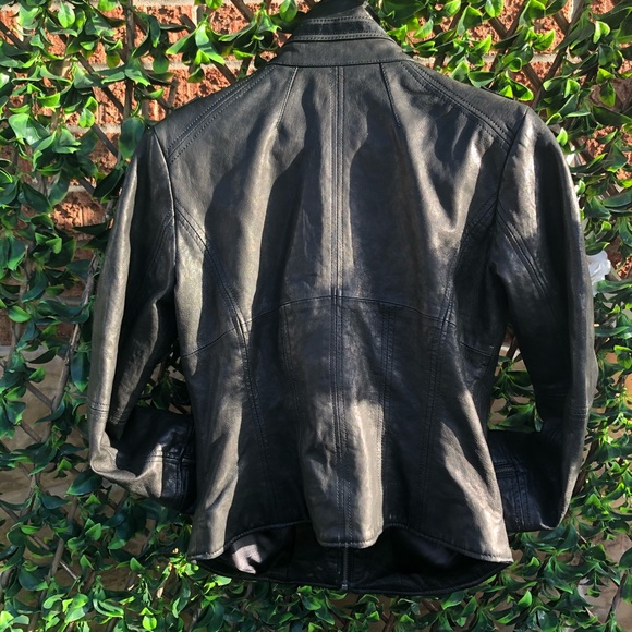 Danier Black Italian Leather Motorcycle Jacket - Picture 6 of 9